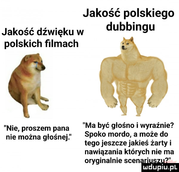 jakość polskiego dubbingu b jakość dźwięku w polskich ﬁlmach nie proszem pana ma być glnśno i wyraźnie nie można głośnej   k morda a m  d  tego jeszcze jakles zarty l nawiązania których nie ma oryginalnie scen