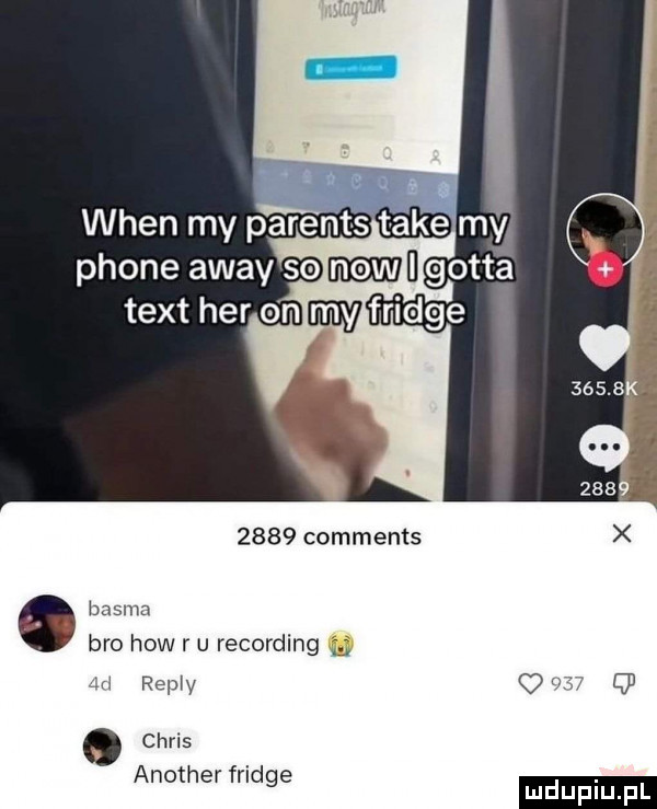 comments x o basma bio hiw r u rekording m repw o     q  chris another fridge