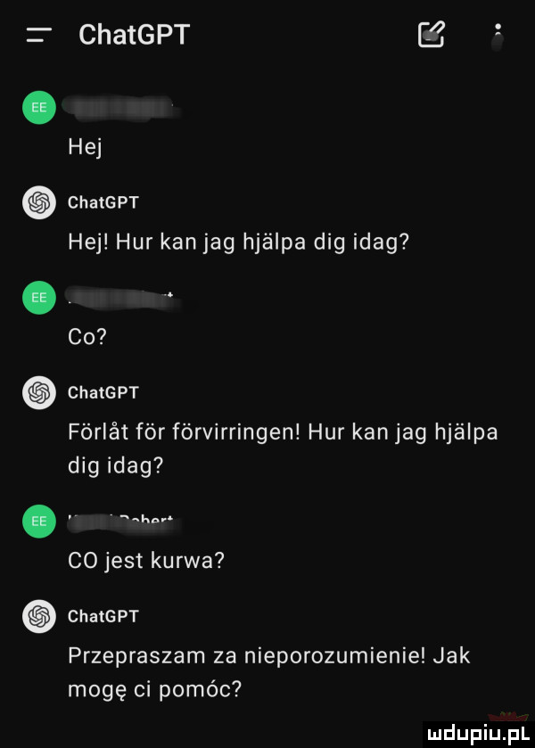chatgpt l hej chalgpt hej hbr kan jag hjżślpa dag imag co chatgpt fćrlśt far fórvirringen hbr kanjag hjélpa dag imag. im. co jest kurwa chatgpt przepraszam za nieporozumienie jak mogę ci pomóc