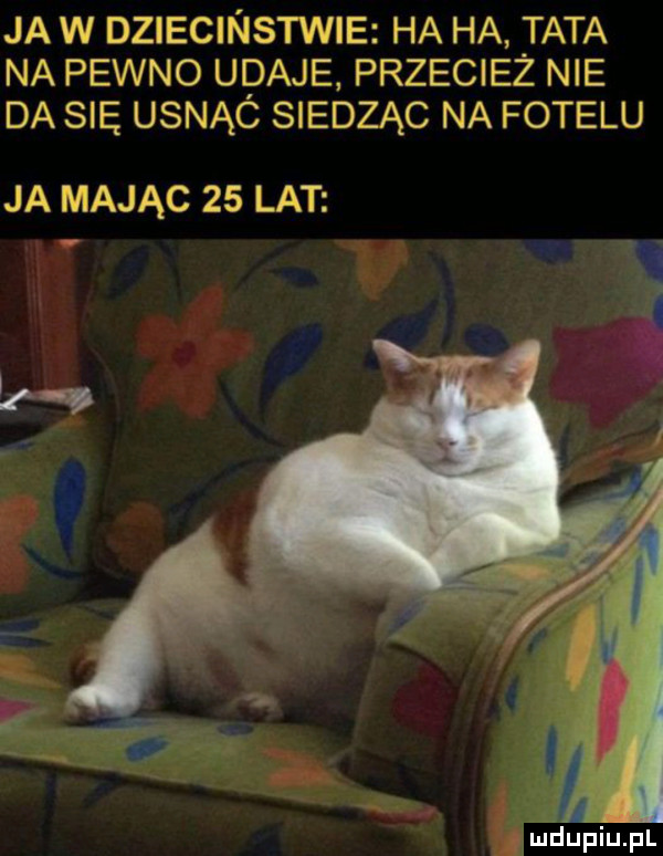 ja w dziechśśstwie ha ha tata na pewno udaje przecież nie da się usnąc siedząc na fotelu ja mając    lat
