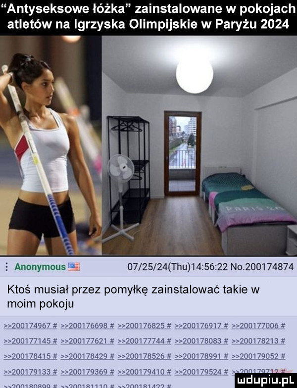 antyseksowe łóżka z stalowane w pokojach atletów na igrzyska olimpijskie w paryżu        anonymous            tau          niv          ktoś musiał przez pomyłkę zainstalować takie w moim pokoju now                  i                         om     w   i   if                           zzżqdjjbąvśj                         q                       i        m   w                     m wmnnnuu anmmun ammma