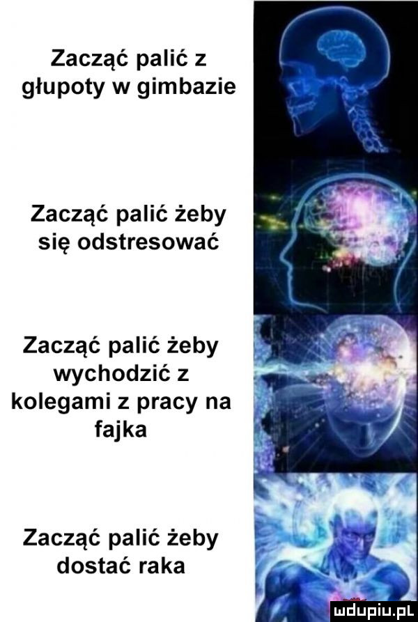 zacząć palić z głupoty w gimbazie zacząć palić żeby się odstresować zacząć palić żeby wychodzić z kolegami z pracy na fajka zacząć palić żeby dostać raka