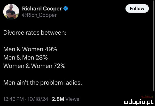 richard cooper o rmh cooper divorce rates between men wojen    men men    wojen wojen    men ain t tee problem ladies.      pm             mvve ws fellow