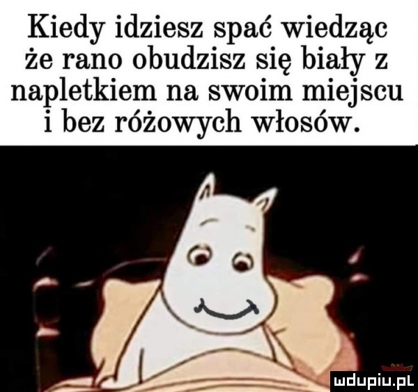 kiedy idziesz spać wiedząc że rano obudzisz się biały z napletkiem na swoim miejscu i bez różowych włosów