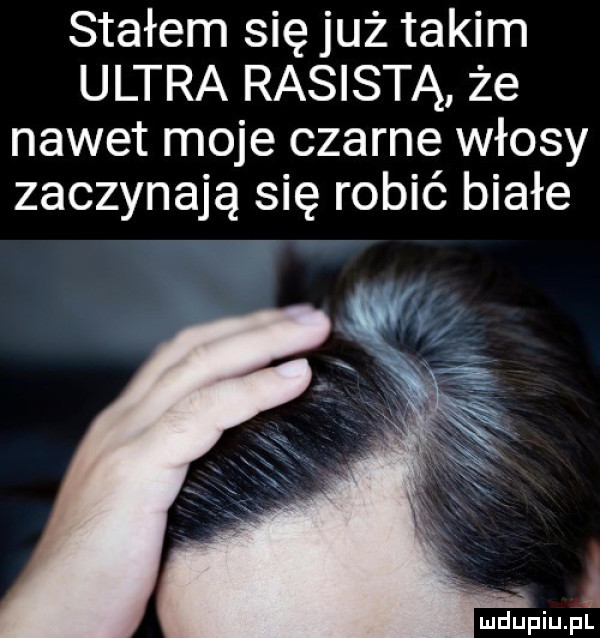 stałem się już takim ultra rasistą że nawet moje czarne włosy zaczynają się robić białe