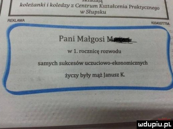 akce u pmklycznegn pani małgosi m w l. manic rozwodu samych sukcesów ummoeknnnmlmydl żyaybylymażlanmk