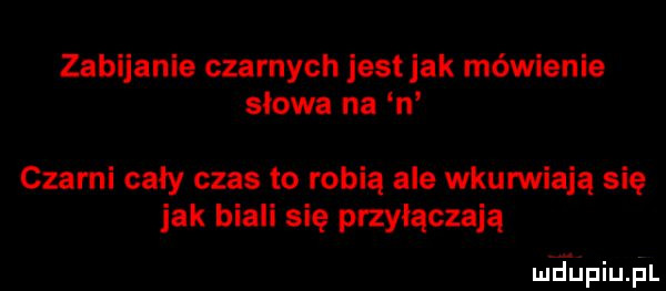 zabijanie czarnych jest jak mówienie słowa na n czarni cały czas to robią ale wkurwiają się jak biali się przyłączają luciupiupl