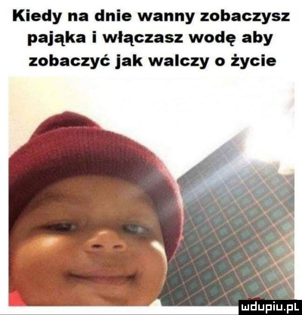 kiedy na dnie wanny zobaczysz pająka i włączasz wodę aby zobaczyć jak walczy o życie