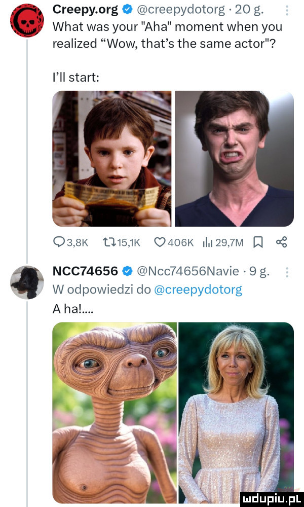 creepy olg o creepydotorg    g. wiat was your aha moment wien y-u realized wow trat s tee same aktor i llstart     k max o   k l     m g nbc      o nbc     nivie   g. w odpowiedzi do creepydotorg a hal