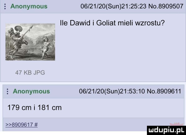anonymous          sun          no         he dawid i goliat mieli wzrostu    kb jpg e anonymous          sun          no             cm i     cm