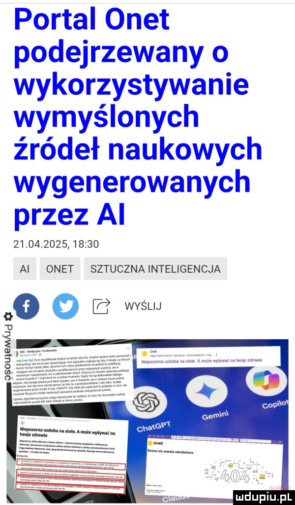 portal onet podejrzewany o wykorzystywanie wymyślonych źródeł naukowych wygenerowanych przez ai              ai onet sztuczna inteligencja