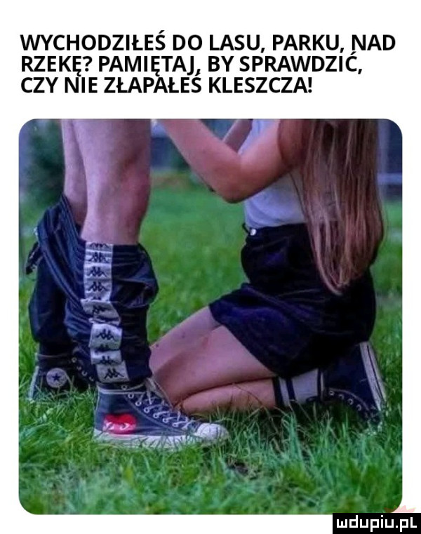 wychodziłeś do lasu parku nad rzekę pamiętaj by sprawdzic czy nie złapałes kleszcza
