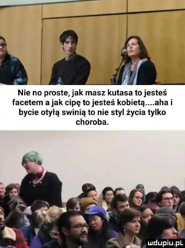 nie no proste jak masz kutasa tojesteś facetem a jak cipę to jesteś kobietą aha i bycie otyłą swinią to nie styl życia tylko choroba