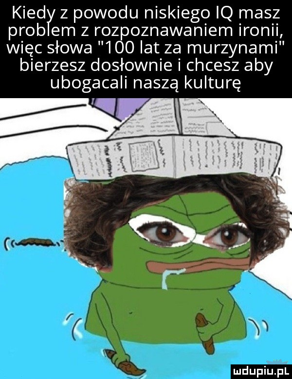 kred z powodu niskiego iq masz prob em z rozpoznawaniem ironii więc słowa     lat za murzynami bierzesz dosłownie chcesz aby ubogacali naszą kulturę
