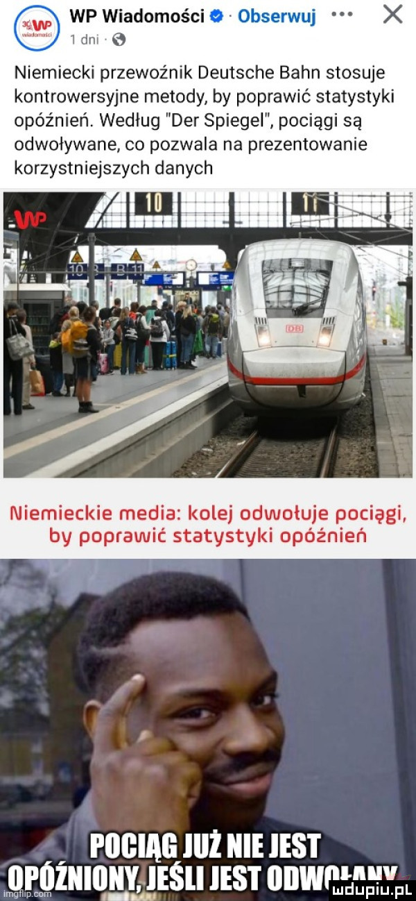 i dni   niemiecki przewoźnik deutsche baon stosuje kontrowersyjne metody by poprawić statystyki opóźnień według der spiegel pociągi są odwoływane co pozwala na prezentowanie korzystniejszych danych wp wiadomoście obserwuj x niemieckie media kolej odwołuje pociągi by poprawić statystyki opóźnień pociąg i ll nie les i lal ljlllliihleesll iest odwﬂﬁeﬂfl ma d cw l