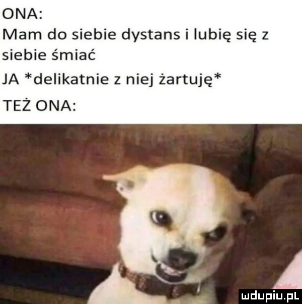 ona mam do siebie dystans i lubię się z siebie śmiać ja delikatnie z niej żartuję też ona a