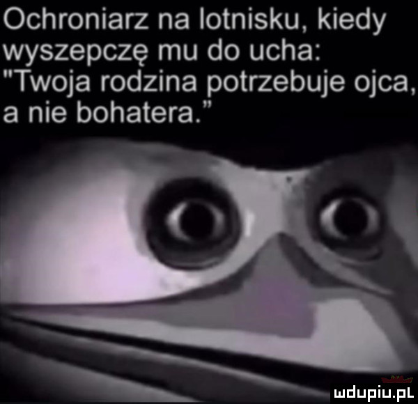 ochroniarz na lotnisku kiedy wyszepczę mu do ucha twoja rodzina potrzebuje ojca. a nie bohatera