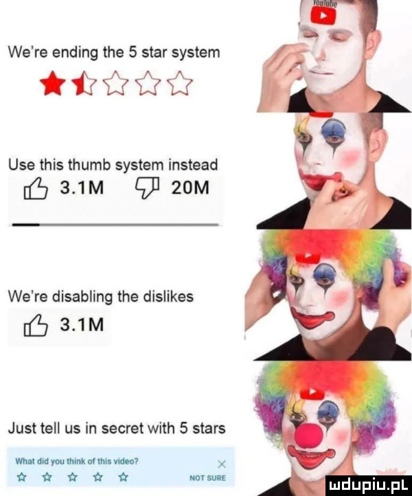 we re ending tee   star system ﬁiki zﬁ ube tais thumb system instead    m      m we re disabling tee dislikes    m just tell us in sekret with   stars mam magma ń a a a  ku