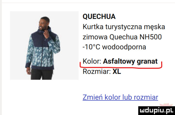 quechua kurtka turystyczna męska zimowa quechua nhsoo    c wodoodporna kolor asfaltowy granat rozmiar xl zmień kolor lub rozmiar