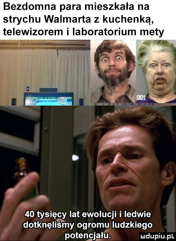 bezdomna para mieszkała na strychu walmarta z kuchenką telewizorem i laboratorium mety    tysięcy lat ewolucji i ledwie dotknelig my ogromu ludzkiego potengjgłu