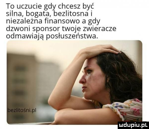 to uczucie gdy chcesz być silna bogata bezlitosna i niezależna finansowo a gdy dzwoni sponsor twoje zwieracze odmawiają posłuszeństwa