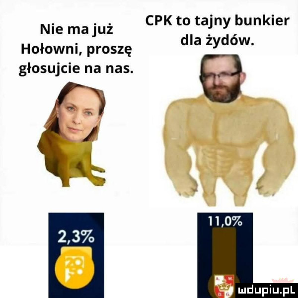 nie ma już hołowni proszę głosujcie na nas.     cek to tajny bunkier dla żydów. q. x