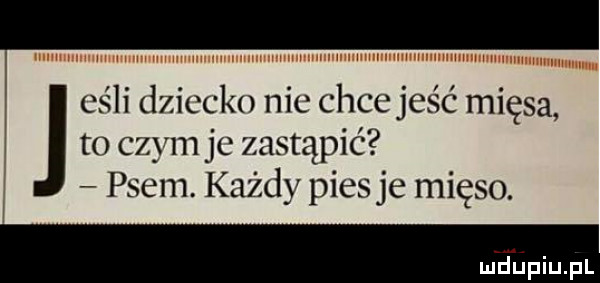 cali dziecko nie chce jeść mięsa to czym jc zastąpić psem. każdy pies je mięso