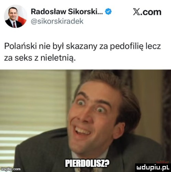 radosław sikorski. abakankami sikorskiradek polański nie był skazany za pedofilię lecz za seks z nieletnią. mglhncnm