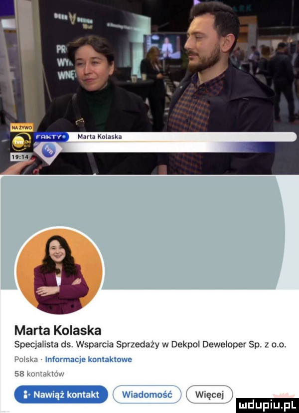 marta kolaska speqaﬁsta ds. wsparcia sprzedaży w dekpml deweloper sp. z a a w informacje konlaklowe kontakt wiadomość więcej
