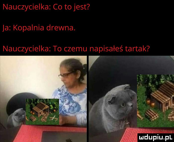 nauczycielka co to jest ja kopalnia drewna. nauczycielka to czemu napisałeś tartak
