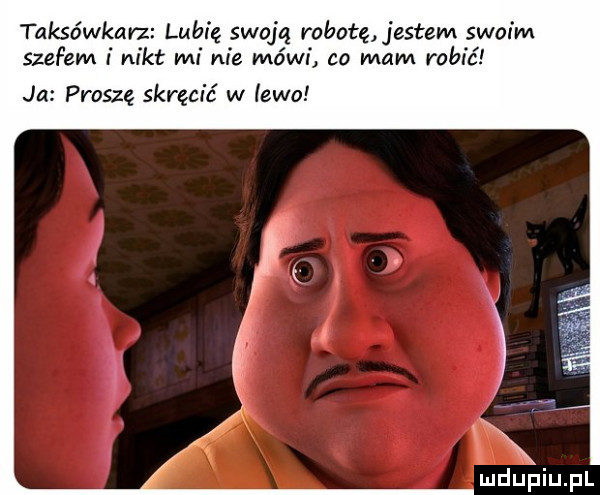 taksówkarz lubię swoją renate jestem swoim szefem nikt mi nie mówi co mam robić ja proszę skręcić w lewo