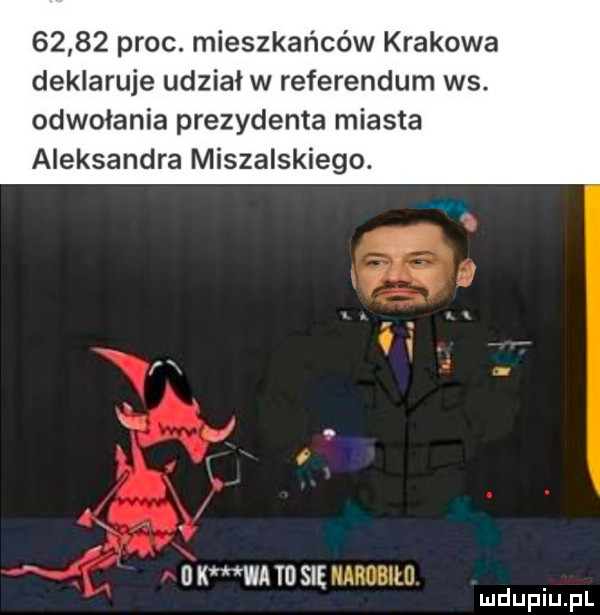 proc. mieszkańców krakowa deklaruje udział w referendum ws. odwołania prezydenta miasta aleksandra muszalskiego. dk wa tl się if mduplu pl