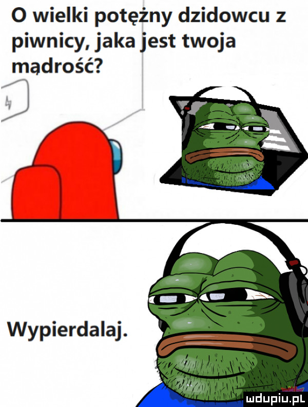 o wielki potężny dzikowcu z piwnicy jaka jest twoja mądrość wypierdalaj. mdupiujśl