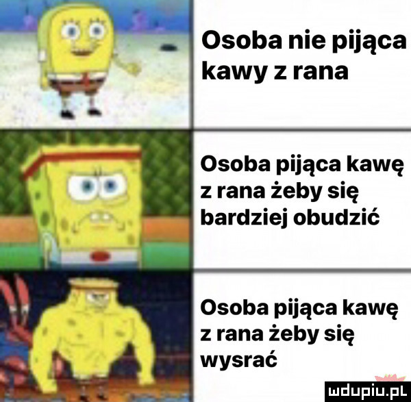 osoba nie pijąca kawy z rana osoba pijąca kawę z rana żeby się bardziej obudzić osoba pijąca kawę z rana żeby się wysrać ludu iu. l