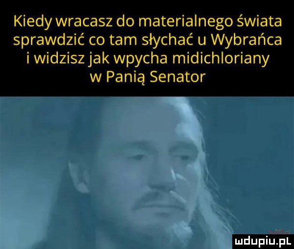 kiedy wracasz do materialnego świata sprawdzić co tam słychać u wybrańca i widziszjak wpycha midichloriany w panią senator