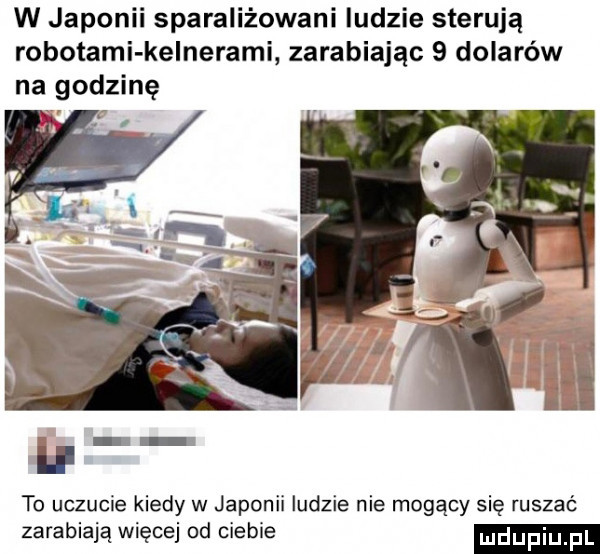 w japonii sparaliżowani ludzie sterują robotami kelnerami zarabiając   dolarów na godzinę to uczucie kiedy w japonii ludzie nie mogący się ruszać zarabiają więcej od ciebie