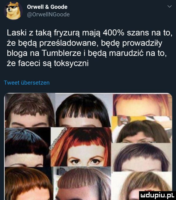 orwella geode v ai orweiingoode laski z taką fryzurą maja     szans na to że będą prześladowane będę prowadziły bloga na tumblerze i będą marudzić nato że faceci są toksyczni twee ubersetzen