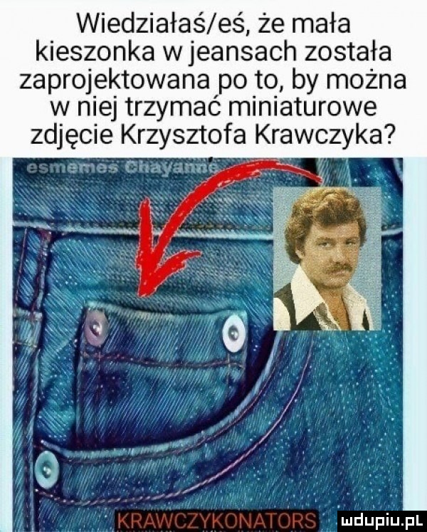 wiedziałaś eś że mała kieszonka w jeansach została zaprojektowana po to by można w niej trzymać miniaturowe zdjęcie krzysztofa krawczyka mdiipiu pl