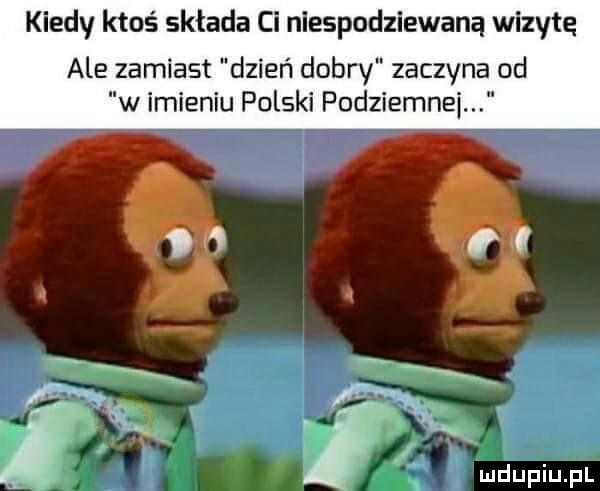 kiedy ktoś składa ci niespodziewana wizytę ale zamiast dzień dobry zaczyna od w imieniu polski podziemnej