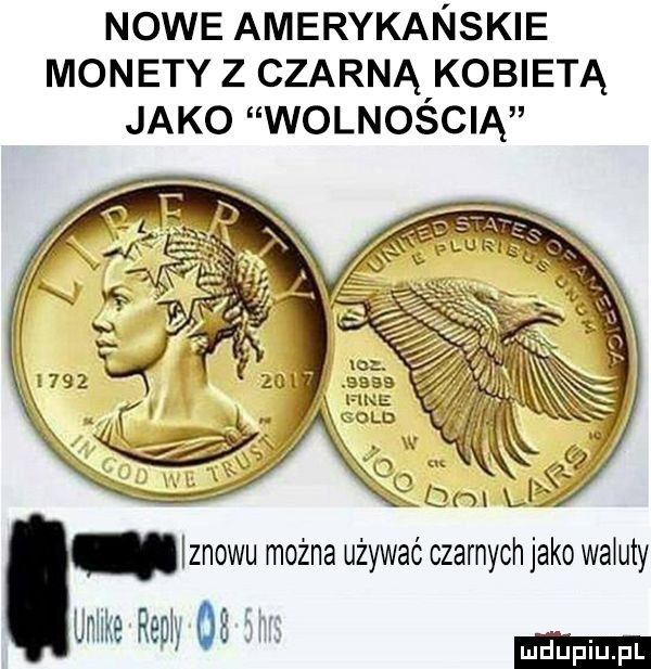 nowe amerykanskie monety z czarna kobieta jako wolnością iznowu można używać czarnych jako waluty unhke repry