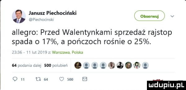 januslpiechociński  . v twammm. allegro przed walentynkami sprzedaż rajstop spada o    a pończoch rośnie o   . w w   warszwapolska magnum    mm  . ou um ma   ludupl pl