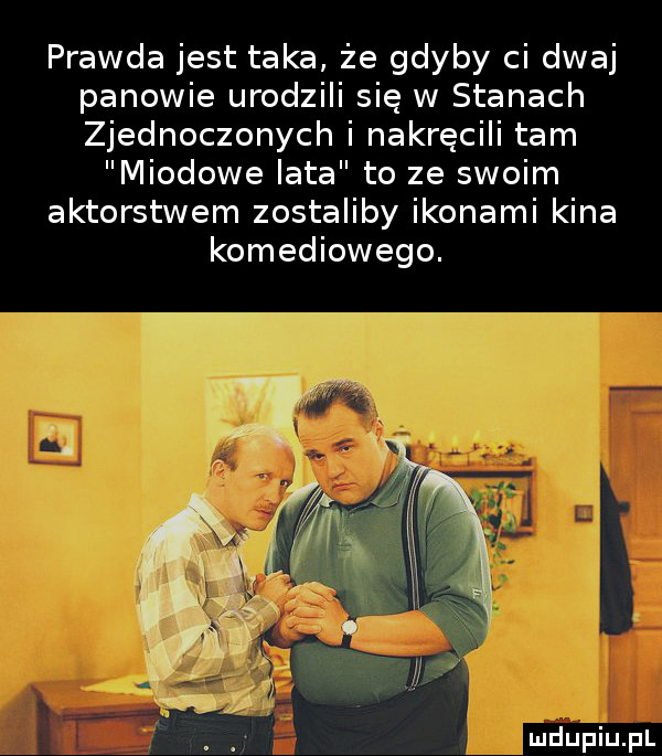 prawda jest taka że gdyby ci dwaj panowie urodzili się w stanach zjednoczonych i nakręcili tam miodowe lata to ze swoim aktorstwem zostaliby ikonami kina komediowego