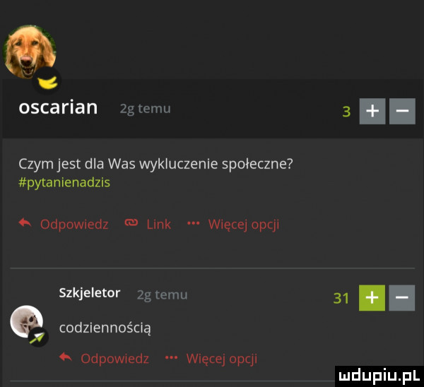 m u oscarian zgkemn   czym jest dla was wykluczenie społeczne pytanienadzis odpowwdz link więcejopqw szkieletor zg temu   . abakankami codzienności x ą   odpowiedz wlęcejopql