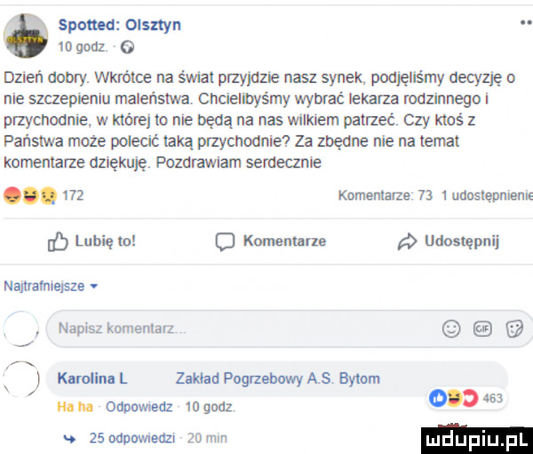 spam olsztyn i  godz o dzień dobry wam noe na świat przyjdzie nasz synek podjęliśmy decyzję o nie szczepieniu maleństwa chcielbyśmy wybfaf lekarza lodziunego i pi zydiudlie w kible to nie będą na nas vnlkiem patrzeć czy klas z państwa mnie polecić laka przychodnie za zbędne nie na temat mniemarze dziękuję pozdrawiam serdecznie kbmenlal ze    i mnslepmems o każeni rze p udostępnij namalmeysze ndpisl koment nz ur ina a grze owy yium k ol l zeki dp h as b     abs ham cum e   ingmz zsoanowneaz.   mm mduplu l