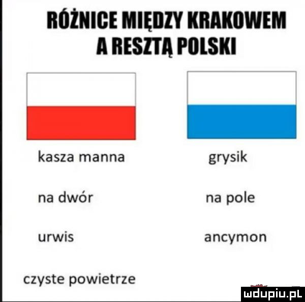 różnice między krakow a reszta niski kasza manna grysik na dwór na pole urwis ancymon czyste powietrze