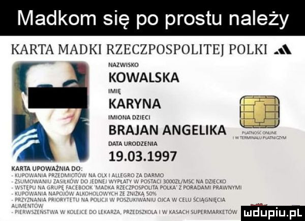 madkom się po prestu na edy karta madki rzeczpospolitej polki wbo. kowals ka m      w brajan angelika mu urnnzmla
