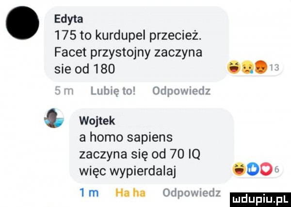edyta     to kurdupel przecież. facet przystojny zaczyna sie od     lubię mw odpomedz wojtek a homo sapiens zaczyna się od    io więc wypierdalaj oo  i   haba o ipowwedz