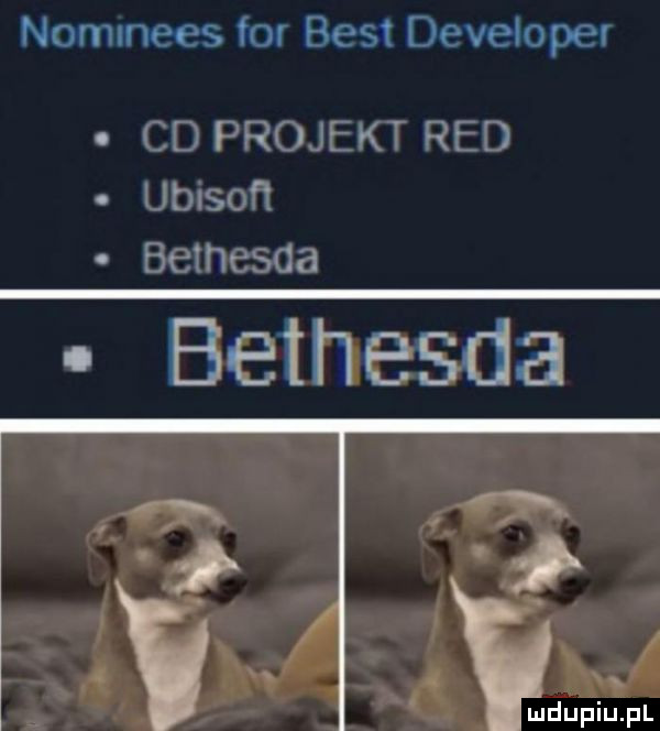 nominees for best developer cd projekt red ubisoﬂ. bethesda. bethesda