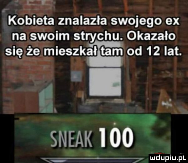 ż kobieta znalazła swojego ex na swoim strychu. okazało sięjg mieszkałltam od    lat. steak ido   ludupiu. pl