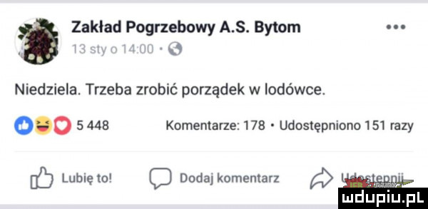 zaklad pogrzebowy a s. bytom. abakankami   niedziela. trzeba zrobić porządek w lodówce.           komentarzez    udostępniono     razy lublęto c doda komentarz